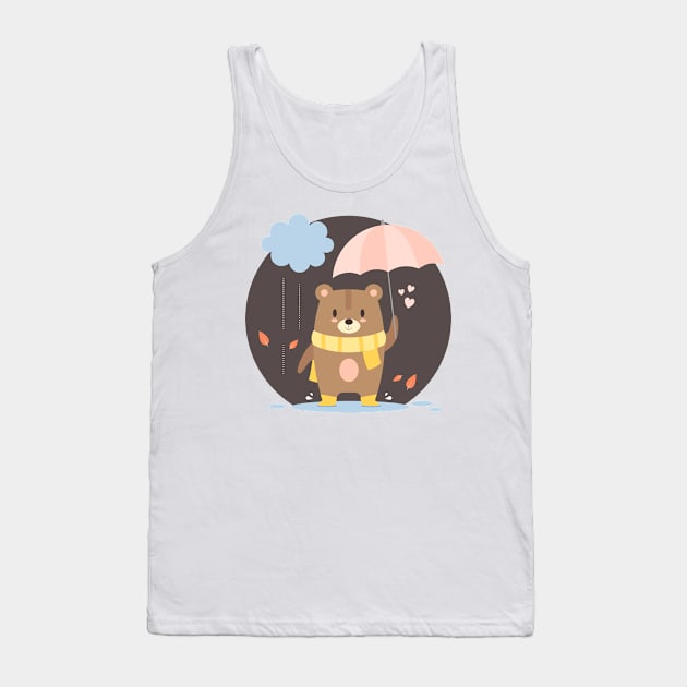 Lovely Bear In Rain Day Tank Top by MariaStore